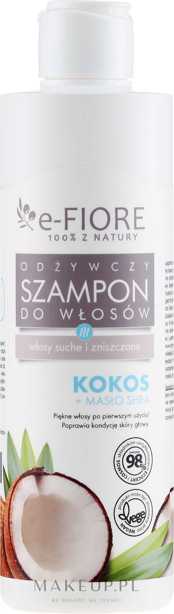 Odżywczy szampon do włosów suchych i zniszczonych Kokos + masło shea - E-Fiore — Zdjęcie 250 ml
