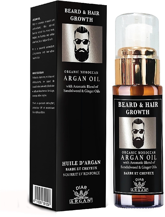 Olejek arganowy na porost włosów i brody - Diar Argan Beard & Hair Growth Argan Oil — Zdjęcie N1