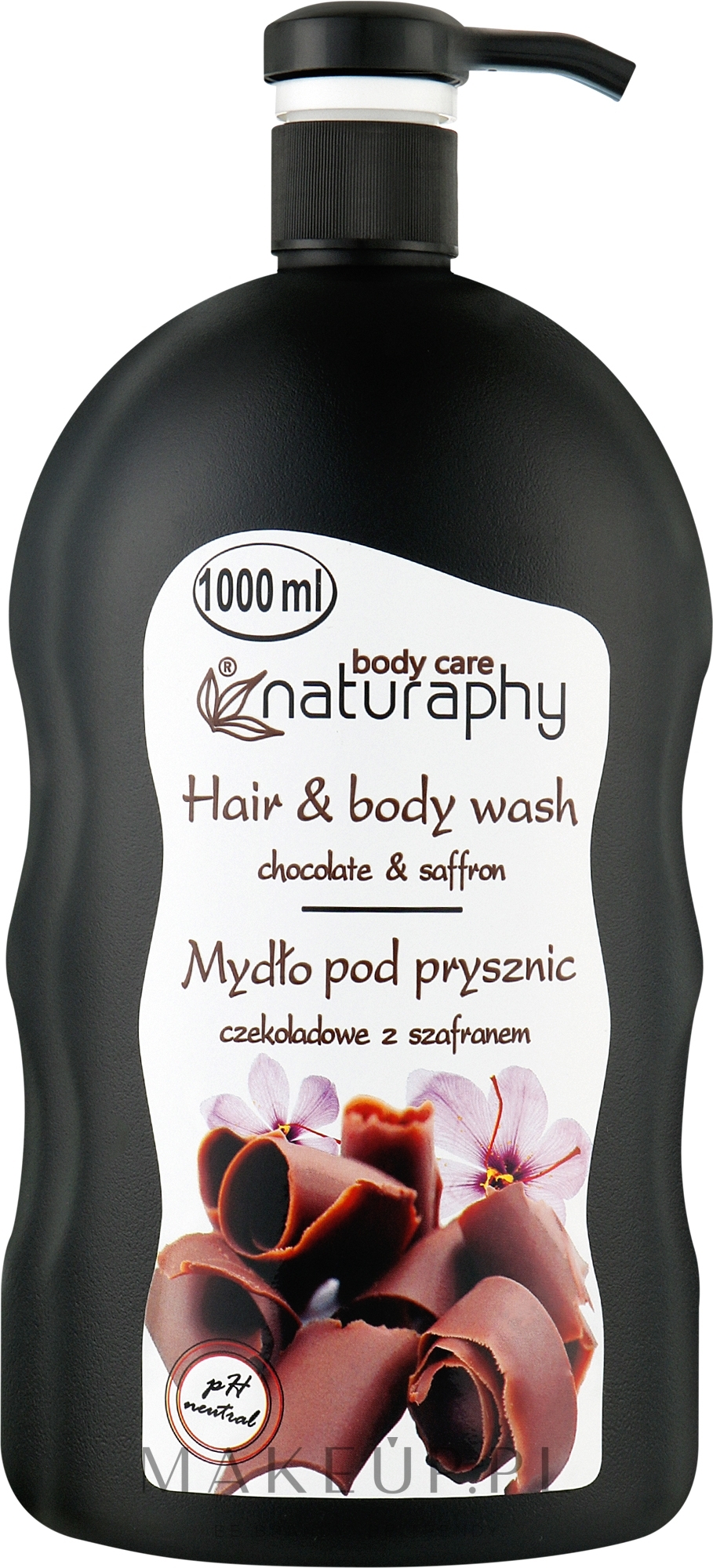 Mydło pod prysznic do włosów i ciała, Czekolada z szafranem - Naturaphy Hair & Body Wash — Zdjęcie 1000 ml