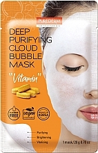Głęboko oczyszczająca maska bąbelkowa do twarzy, z witaminami - Purederm Deep Purifying Cloud Bubble Mask Vitamin — Zdjęcie N1