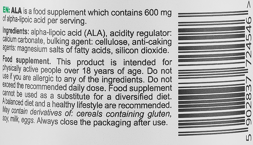 Kwas alfa-liponowy - SFD Nutrition Ala 600 mg — Zdjęcie N3