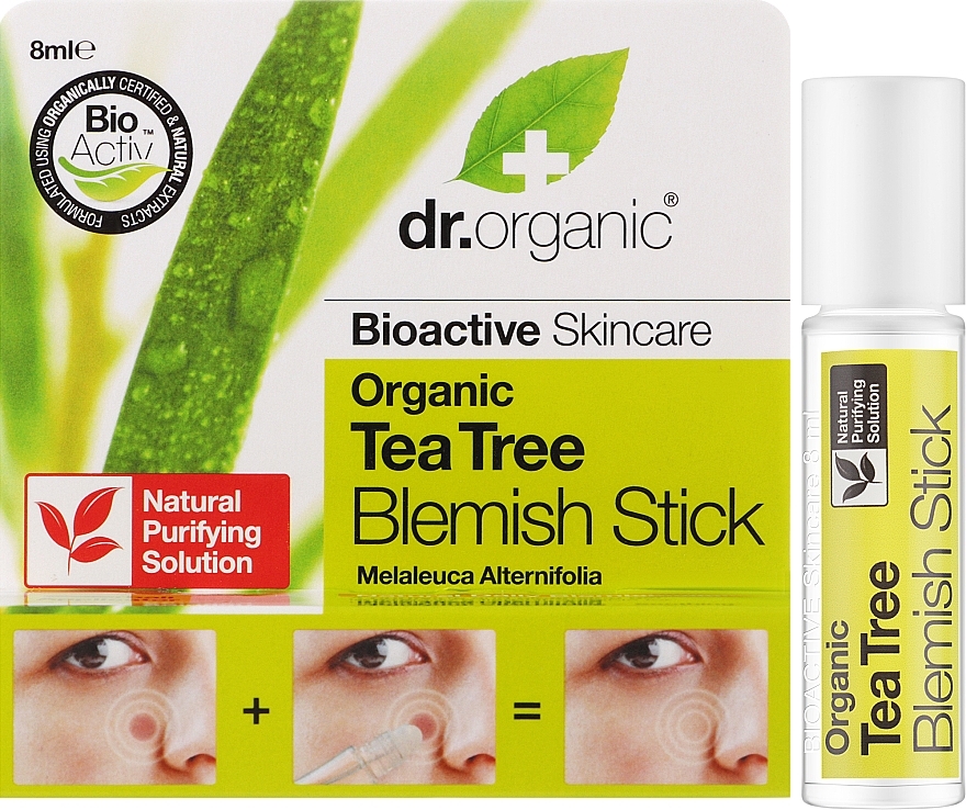 Organiczny sztyft do twarzy Zielona herbata - Dr Organic Tea Tree Blemish Stick Stops In Their Tracks — Zdjęcie N2