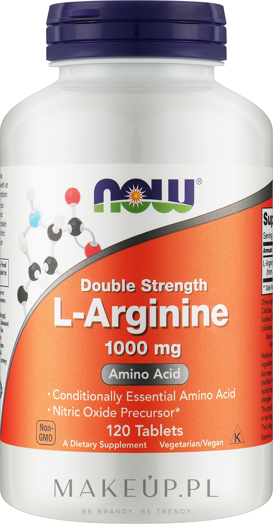 L-arginina w tabletkach - Now Foods L-Arginine Tablets — Zdjęcie 120 szt.