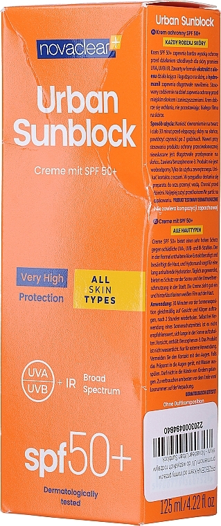PRZECENA! Krem ochronny przeciw promieniom UV do wszystkich rodzajów skóry - Novaclear Urban Sunblock Protective Cream SPF50+ * — Zdjęcie N3