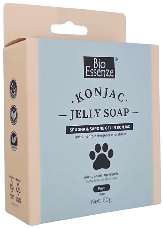 Zestaw - Bio Essenze Jelly Soap Pure (sponge/1 pcs + soap/60 g) — Zdjęcie N1