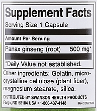 Suplement diety Żeń-szeń koreański, 500 mg - Swanson Korean Ginseng 500 mg — Zdjęcie N3