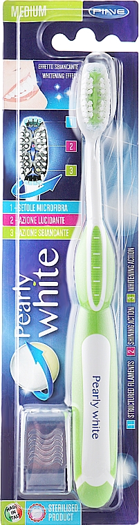 Szczoteczka do zębów Pearly White, średnio twarda, jasnozielona - Piave Pearly White Medium Toothbrush — Zdjęcie N1