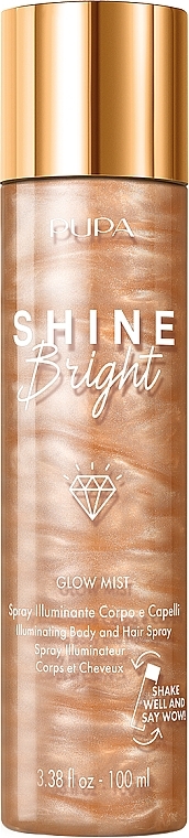 Rozświetlający spray do ciała i włosów - Pupa Shine Bright Glow Mist — Zdjęcie N1