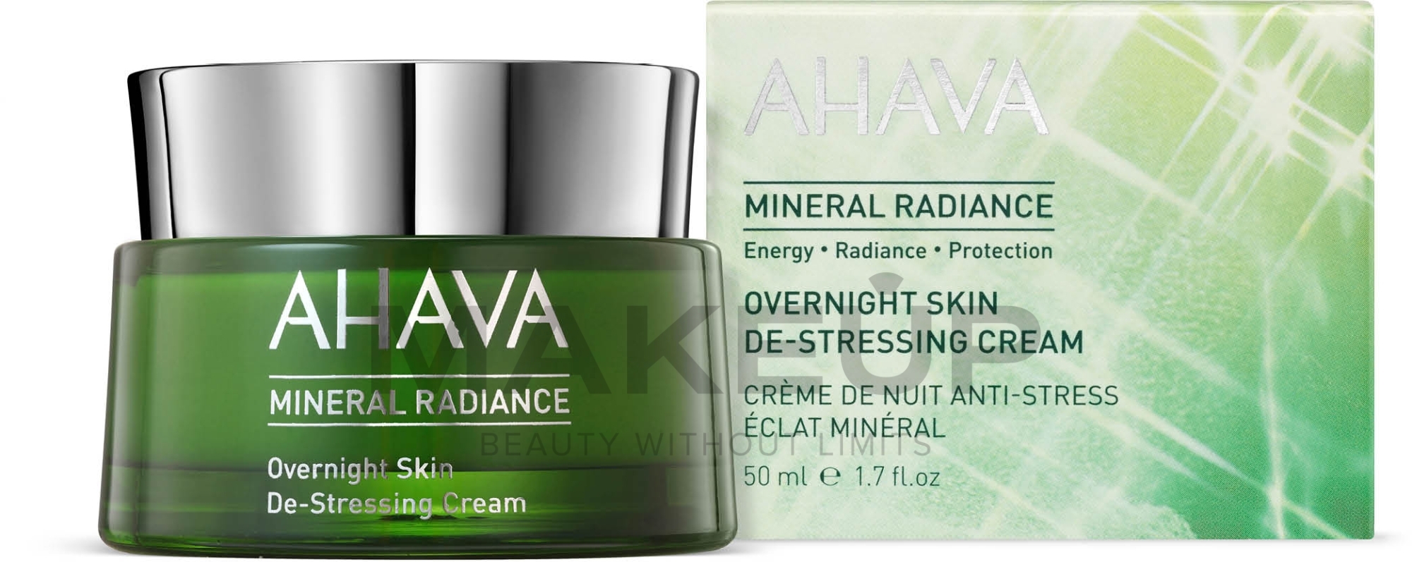 Mineralny krem antystresowy do twarzy na noc - Ahava Mineral Radiance Overnight De-Stressing Cream — Zdjęcie 50 ml