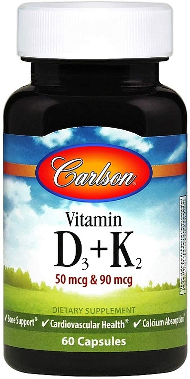 Suplement diety Witamina D3 i K2 - Carlson Labs Vitamin D3 + K2 — Zdjęcie N1