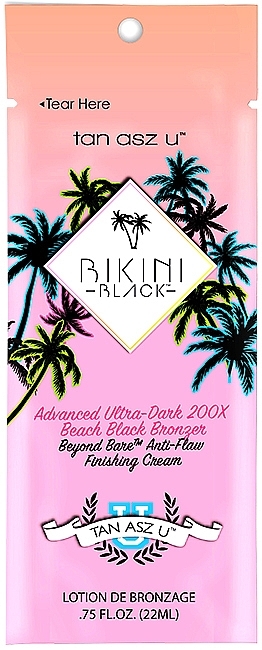 Krem do opalania ze średnimi bronzantami i ekstraktami z owoców tropikalnych - Tan Asz U Bikini Black Advanced Ultra-Dark 200X Beach Black Bronzer (sachet) — Zdjęcie N1