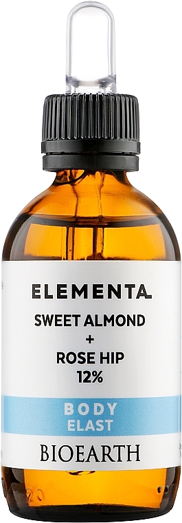 Serum uelastyczniające skórę ze słodkimi migdałami i dziką różą 12% - Bioearth Elementa Sweet Almond Rose Hip 12% — Zdjęcie N1