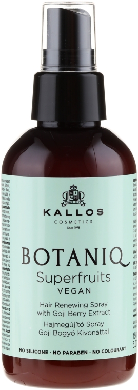Spray rewitalizujący do włosów z ekstraktem roślinnym - Kallos Cosmetics Botaniq Superfruits Hair Renewing Spray — фото N2