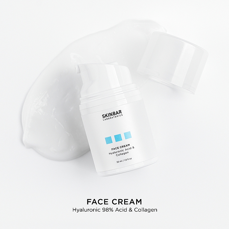 Nawilżający krem do twarzy z kwasem hialuronowym i kolagenem - SKINBAR Hyaluronic Acid & Collagen Face Cream — Zdjęcie N5