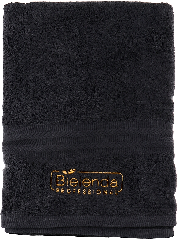 Ręcznik z logo, czarny, 70 x 140 cm - Bielenda Professional Spa Frotte Black Towel — Zdjęcie N1