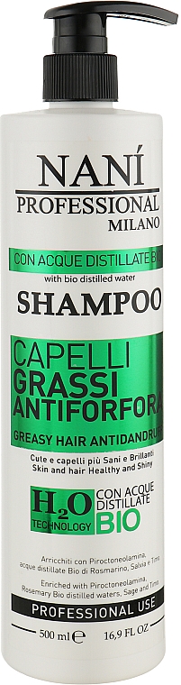 Szampon do włosów przetłuszczających się i ze skłonnością do łupieżu - Nanì Professional Milano Hair Shampoo