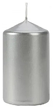 Świeca cylindryczna 60x100 mm, srebrna metaliczna - Bispol — Zdjęcie N1