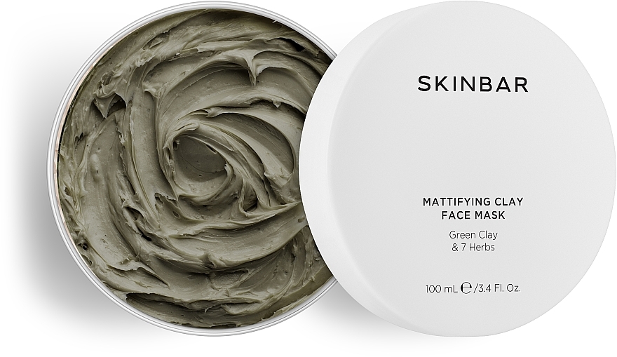 Matująca maska na twarz z zieloną glinką i 7 ekstraktami ziołowymi - SKINBAR Green Clay & 7 Herbs Face Mask — Zdjęcie N1