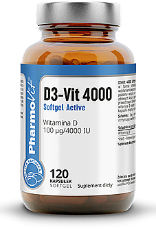 Suplement diety D3-Vit 4000 z witaminą D, 60 kapsułek - Pharmovit Clean label D3-Vit 4000 Softgel Active — Zdjęcie N2