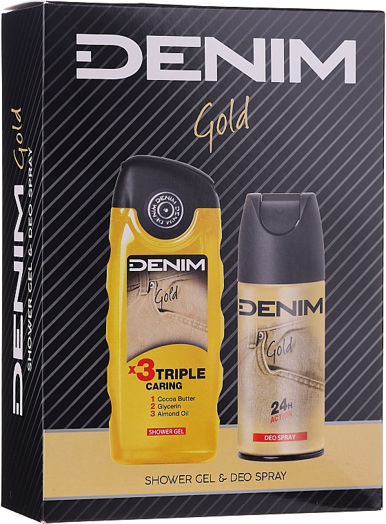 Denim Gold - Zestaw (sh/gel 250 ml + deo/spray 150 ml) — Zdjęcie N1