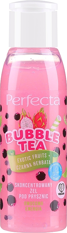 Żel pod prysznic z owocami tropikalnymi i czarną herbatą - Perfecta Bubble Tea Exotic Fruit + Black Tea Concentrated Shower Gel MINI — Zdjęcie N1