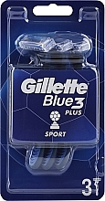 Zestaw jednorazowych maszyn do golenia, 3 sztuki, czarno-niebieskie - Gillette Blue3 Comfort Football — Zdjęcie N1