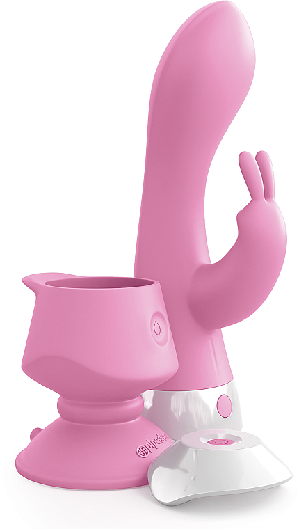 Wibrator-królik ze zdejmowaną przyssawką i sterowaniem magnetycznym, różowy - PipeDream Threesome Wall Banger Rabbit Pink — Zdjęcie N4