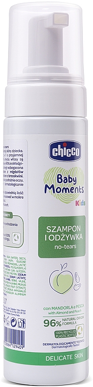 Szampon i odżywka w piance No Tears - Chicco Baby Moments Kids — Zdjęcie N2