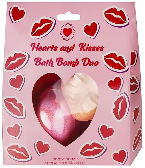 Zestaw - I Heart Revolution Hearts & Kisses Bath Bomb Duo Kit (bath/fiz/2 x 85g) — Zdjęcie N1