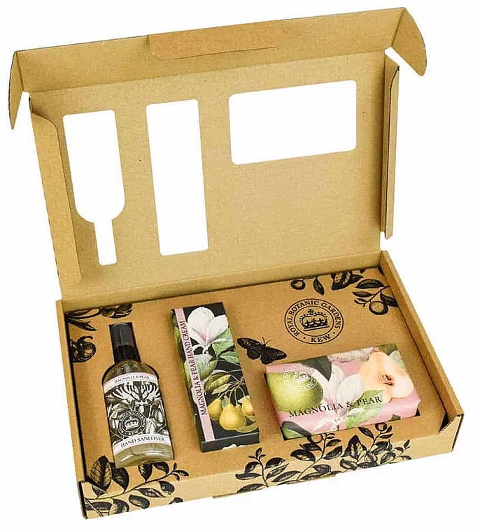 Zestaw - The English Soap Company Kew Gardens Magnolia & Pear Hand Care Gift Box (soap/240g + h/cr/75ml + san/100ml) — Zdjęcie N2