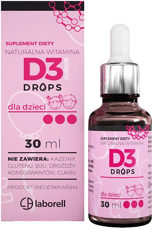 Suplement diety dla dzieci Witamina D3 Drops, w kroplach - Laborell — Zdjęcie N1