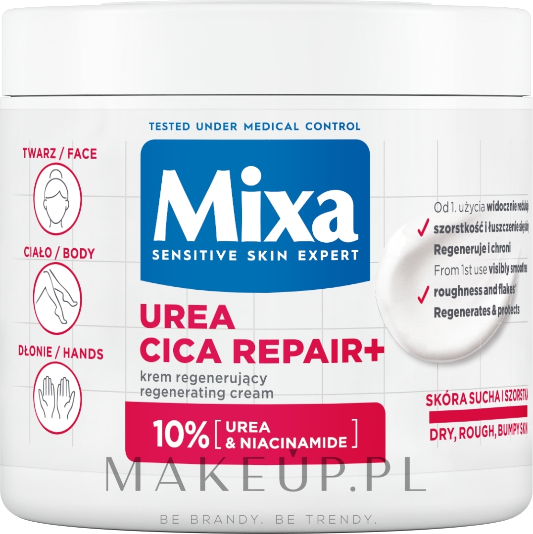 Rewitalizujący krem do ciała - Mixa Urea Cica Repair+ Regenerating Cream — Zdjęcie 400 ml