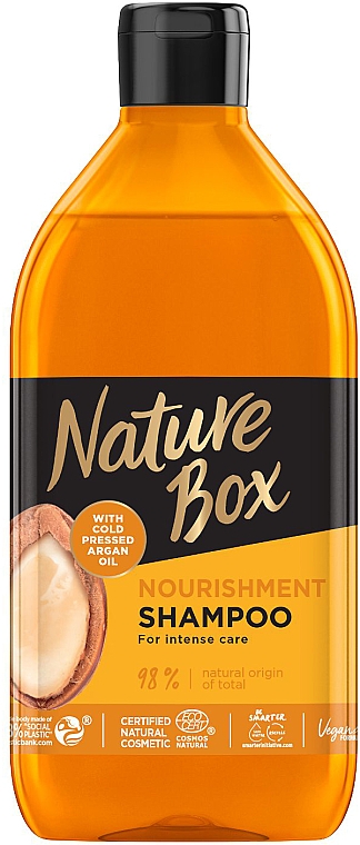 Szampon odżywiająco-pielęgnujący z olejkiem arganowym - Nature Box Nourishment Vegan Shampoo With Cold Pressed Argan Oil