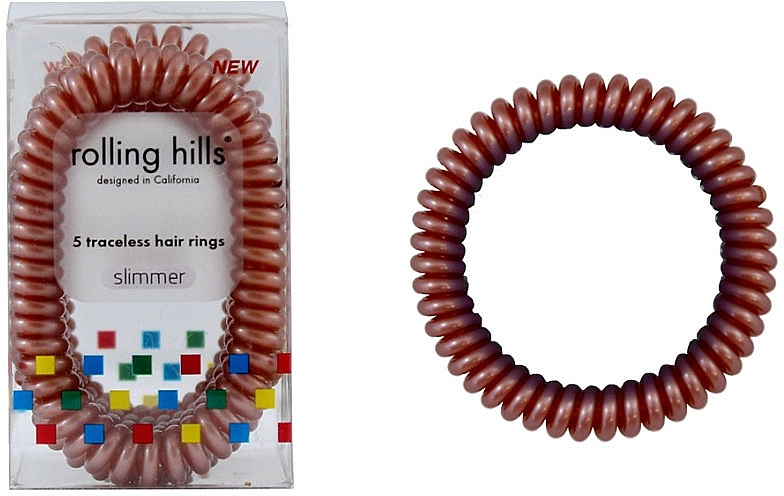 Gumki do włosów, brązowe, 5 szt. - Rolling Hills 5 Traceless Hair Rings Slimmer Bronze — Zdjęcie N1