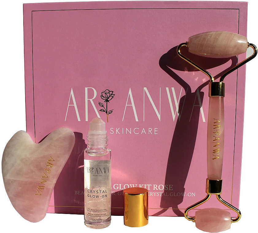 Zestaw - ARI ANWA Skincare The Glow Kit Rose (f/water/10ml + f/roller/1pc + f/massager/1pc) — Zdjęcie N1