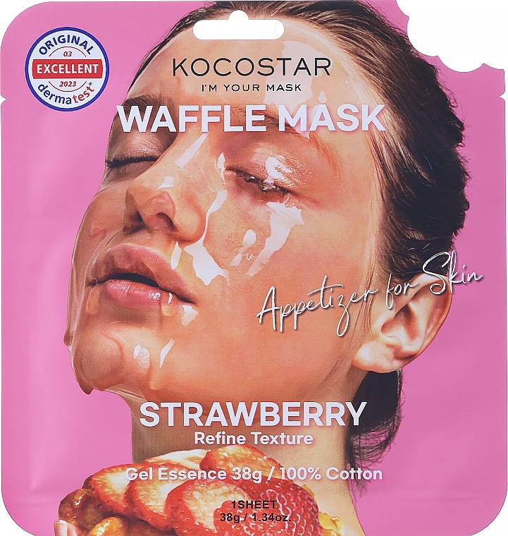 Wzmacniająca maska na tkaninie Truskawka - Kocostar Strawberry Waffle Mask
