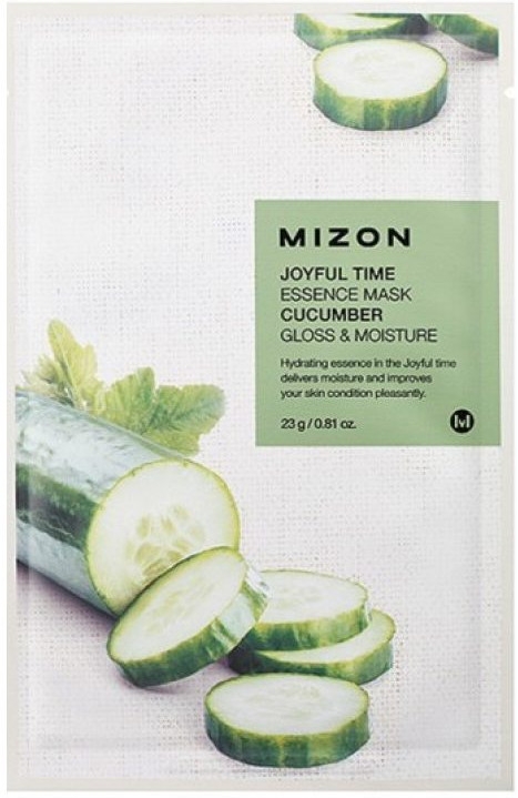 Rozświetlająca maska nawilżająca na tkaninie z ogórkiem - Mizon Joyful Time Essence Mask Cucumber