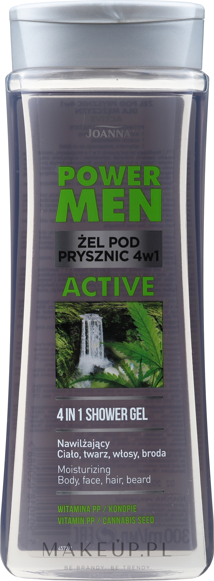 Nawilżająco-oczyszczający żel pod prysznic 4 w 1 z konopiami dla mężczyzn - Joanna Power Men — Zdjęcie 300 ml