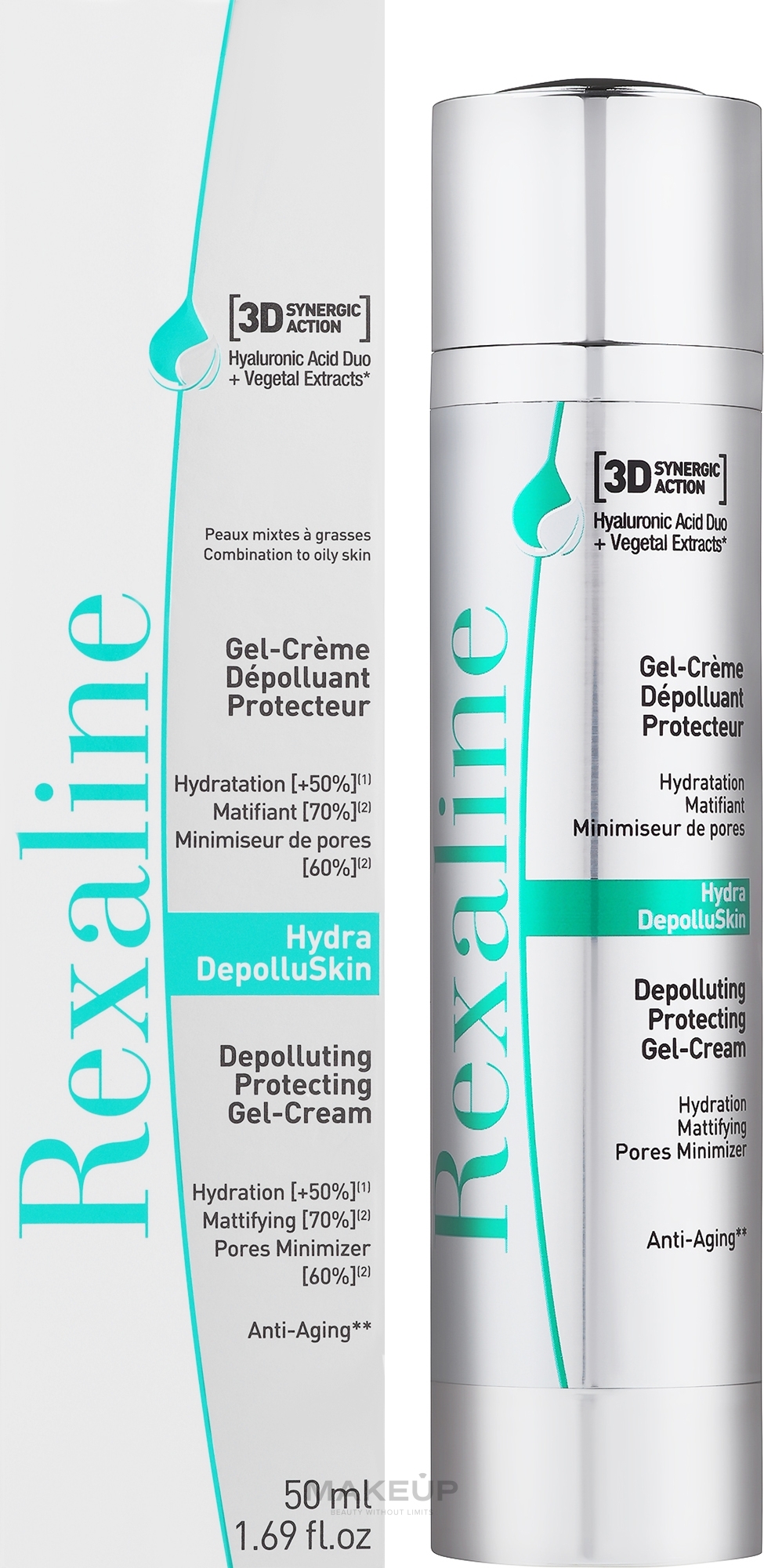Oczyszczająco-ochronny krem-żel do twarzy - Rexaline Hydra 3D Hydra-DepolluSkin Gel-Cream — Zdjęcie 50 ml