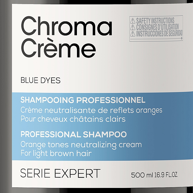 Szampon do włosów jasnobrązowych neutralizujący pomarańczowe tony - L'Oreal Professionnel Serie Expert Chroma Creme Professional Shampoo Blue Dyes — Zdjęcie N8
