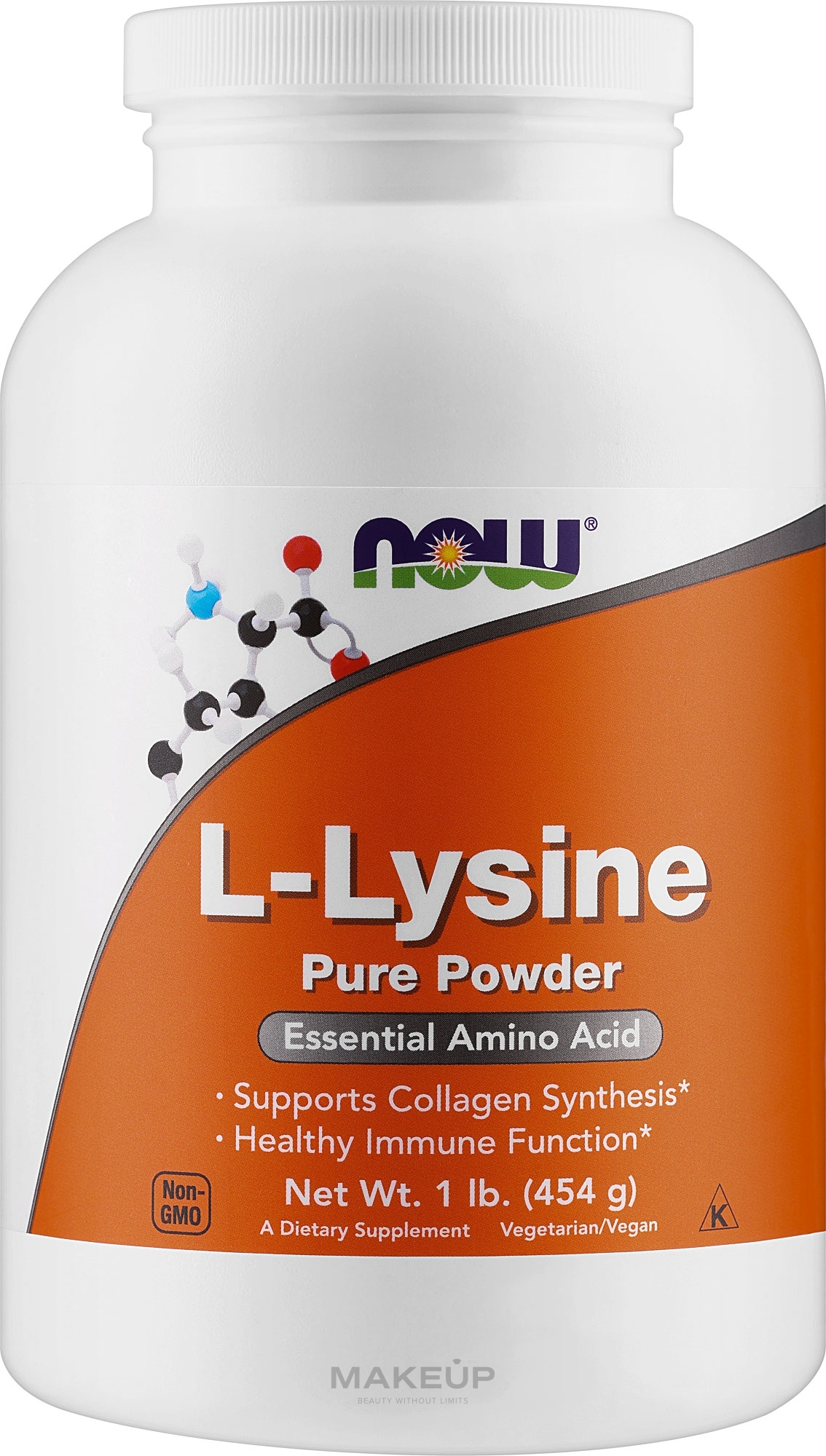 Lizyna w proszku - Now Foods L-Lysine Pure Powder — Zdjęcie 454 g