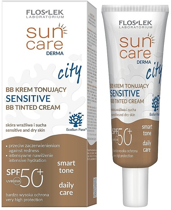 Krem BB dla skóry wrażliwej - Floslek Sun Care Derma Sensitive BB Tinted Cream SPF 50 — Zdjęcie N1