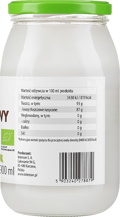 Nierafinowany olej kokosowy - Intenson Virgin Coconut Oil — Zdjęcie N5