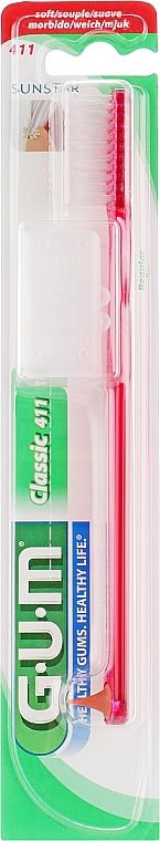 Szczoteczka do zębów Classic 411, miękka, czerwona - G.U.M Soft Regular Toothbrush — Zdjęcie N1