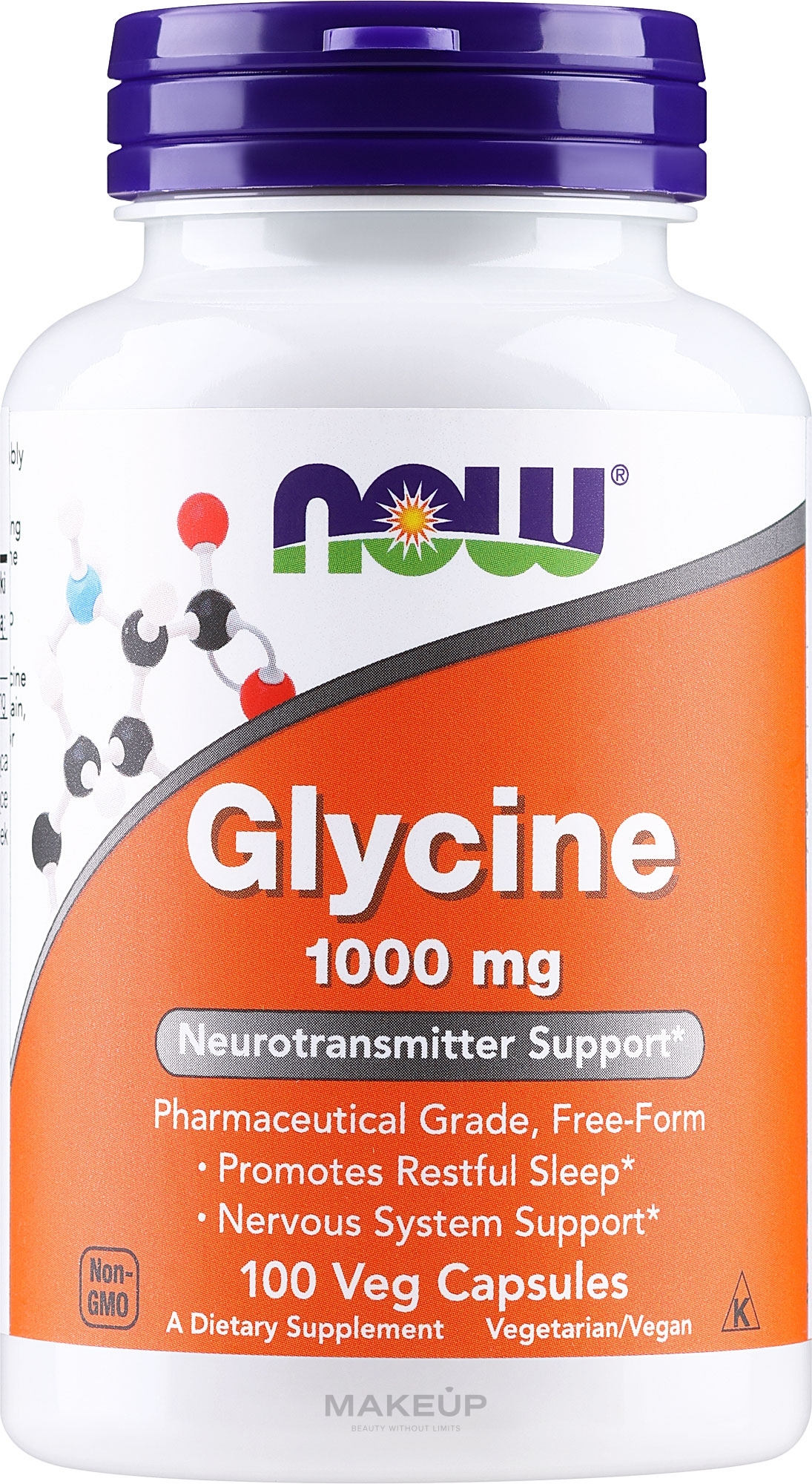 Aminokwas Glicyna, 1000 mg - Now Foods Glycine — Zdjęcie 100 szt.