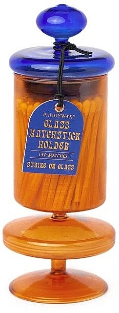 Bezpieczne zapałki do świec w szklanym słoju, biała końcówka - Paddywax Bubble Glass Matchstick Holder Funky Amber — Zdjęcie N1