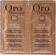 Kup Zestaw do włosów o działaniu rozświetlającym - Fanola Oro Therapy (shm/15ml + mask/15ml)