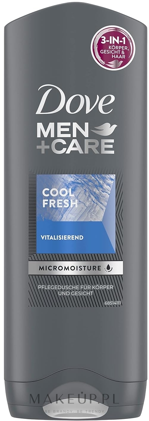 Odświeżający żel pod prysznic 3w1 cialo, twarz, wlosy - Dove Men+Care Cool Fresh Body, Face & Hair Wash — Zdjęcie 250 ml