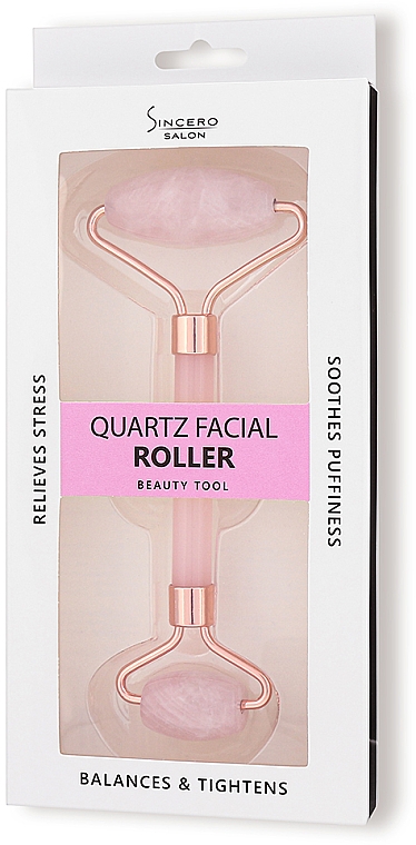 Masażer do twarzy z różowego kwarcu - Sincero Salon Quartz Face Roller 