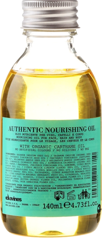 Odżywczy naturalny olejek do twarzy, ciała i włosów - Davines Authentic Nourishing Oil
